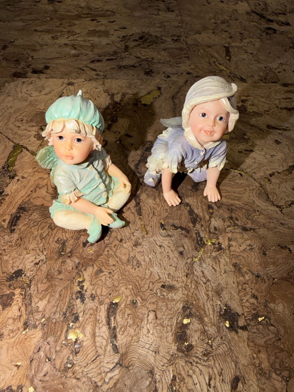 Boyd’s Bears Hand-Painted Porcelain FairyTots Set - Mint Green & Lavender 🧚